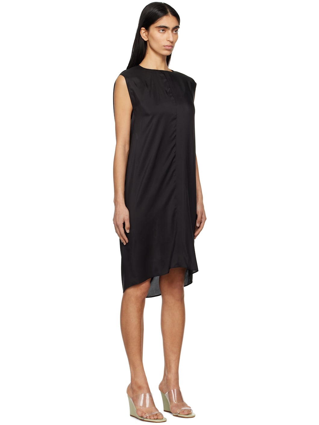 Black Light Silk Shift Midi Dress - 2