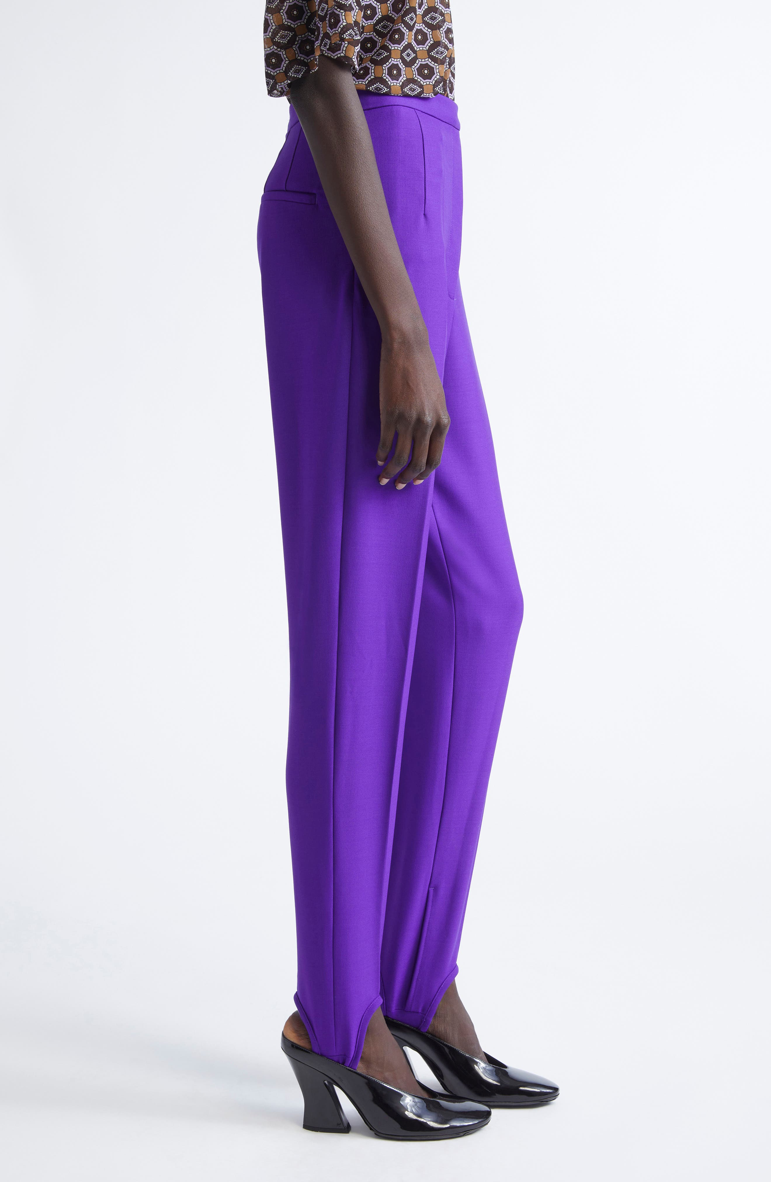 Dries Van Noten Pandora Stretch Wool Stirrup Leggings in Purple at Nordstrom - 4