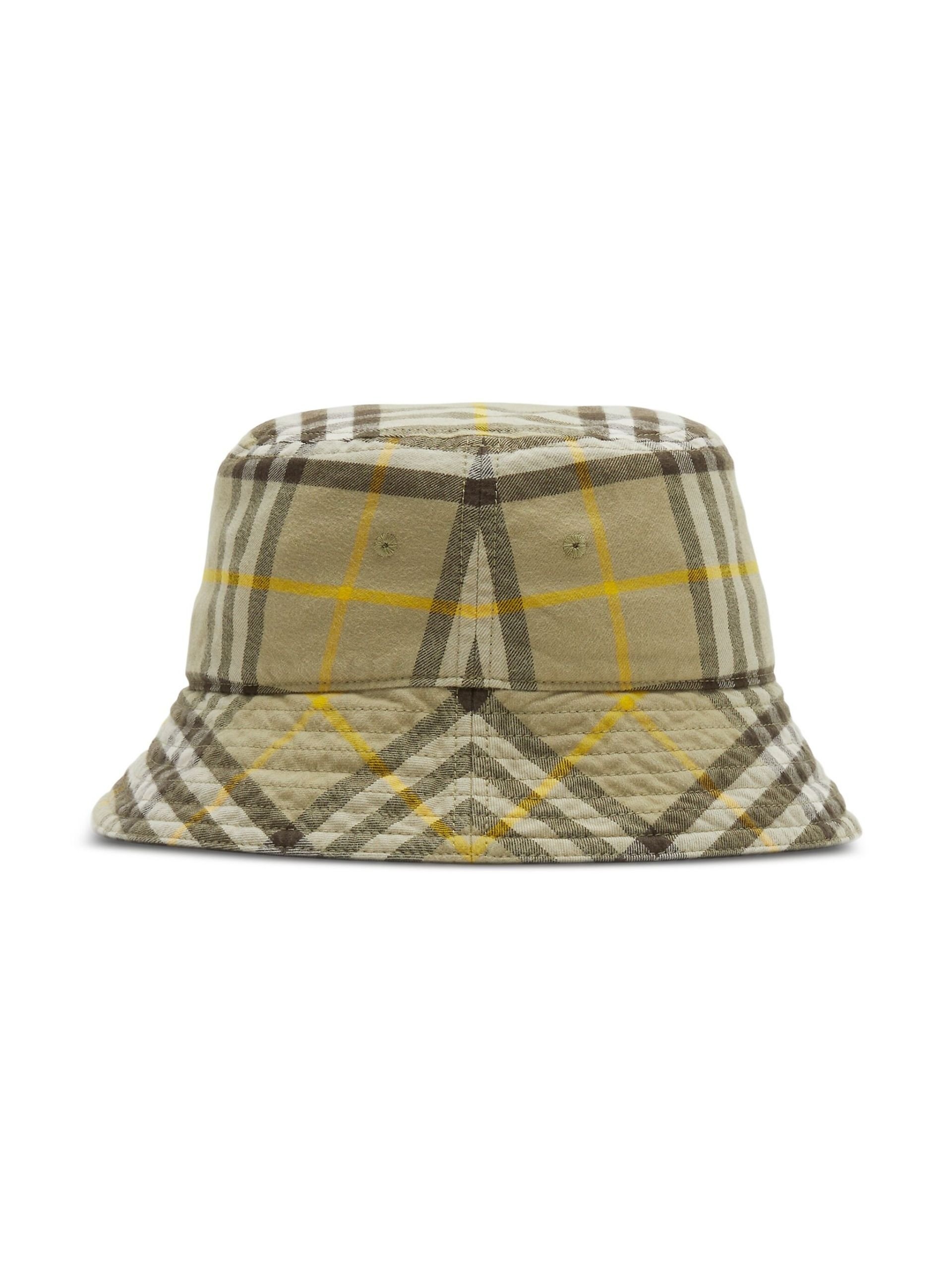 Neutral Check-print cotton bucket hat - 2