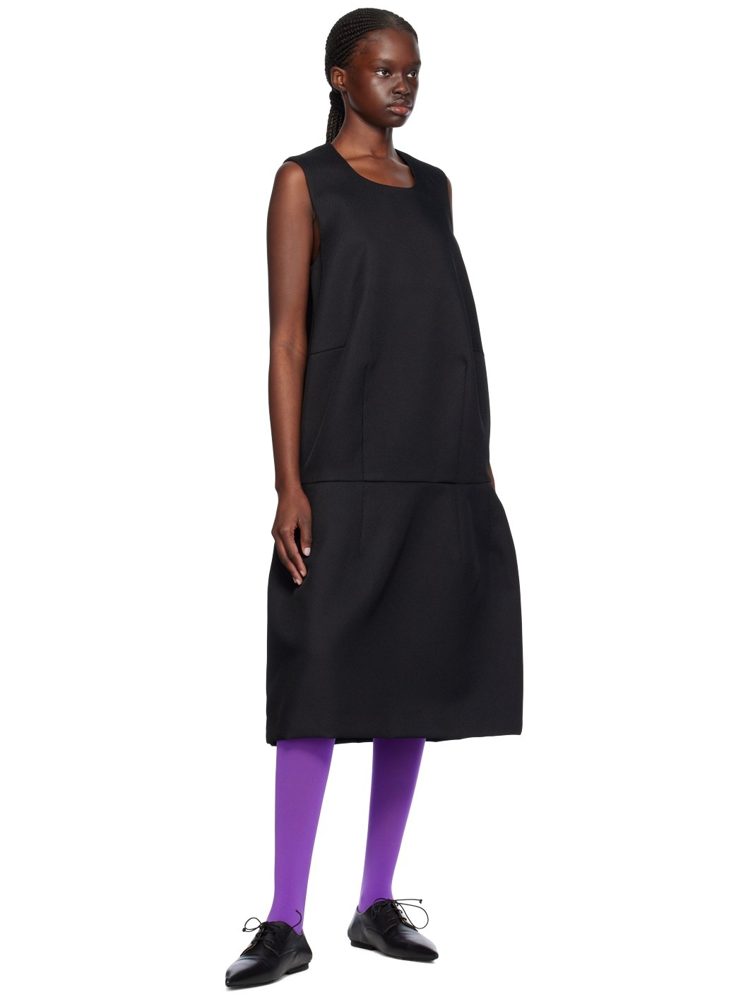 Black Seam Pocket Midi Dress - 4