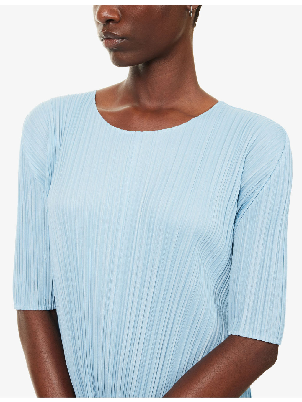 Mellow Pleats Short-Sleeves Knitted Midi Dress - 5
