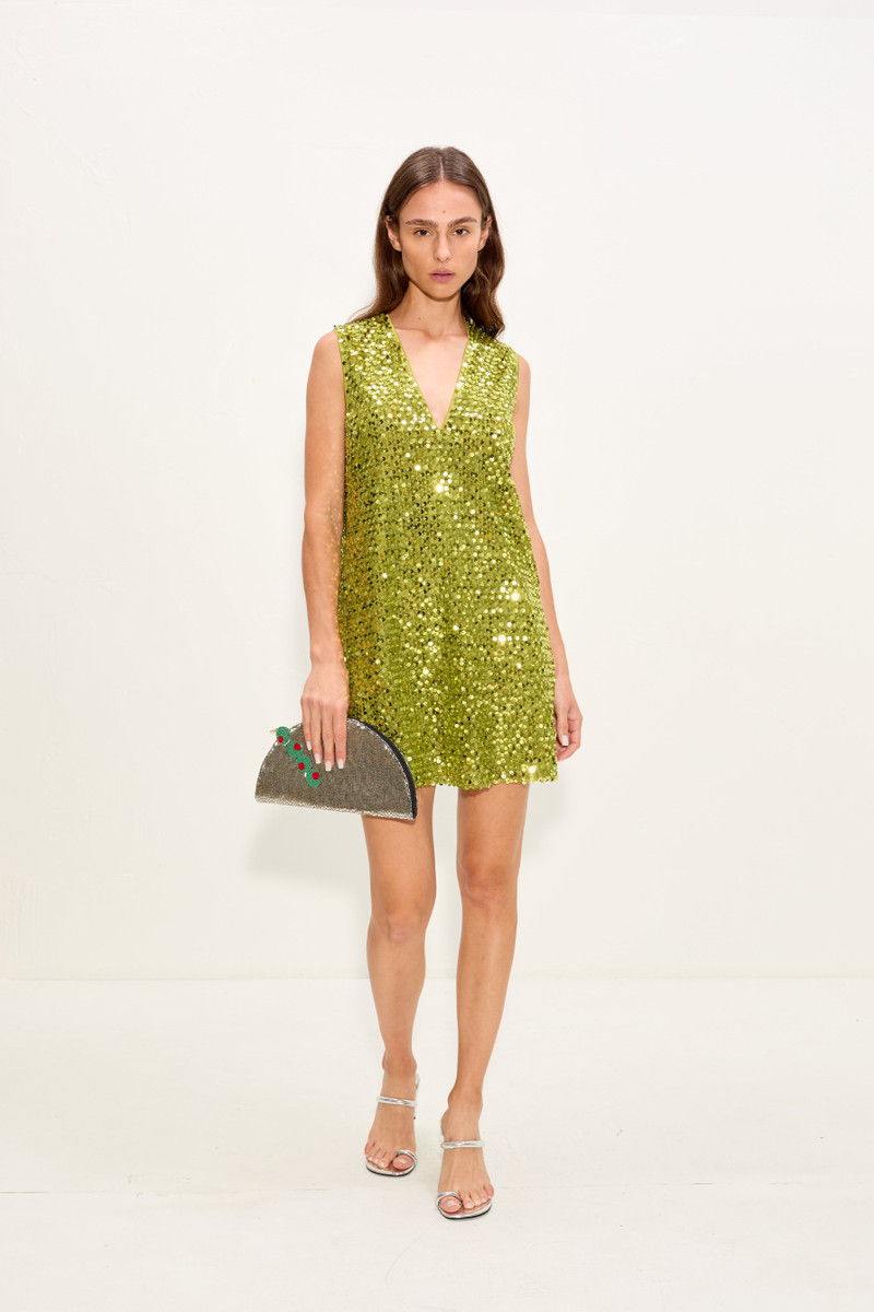 SIMONMILLER Fountain Sequin Dress In Metallic Pear outlook