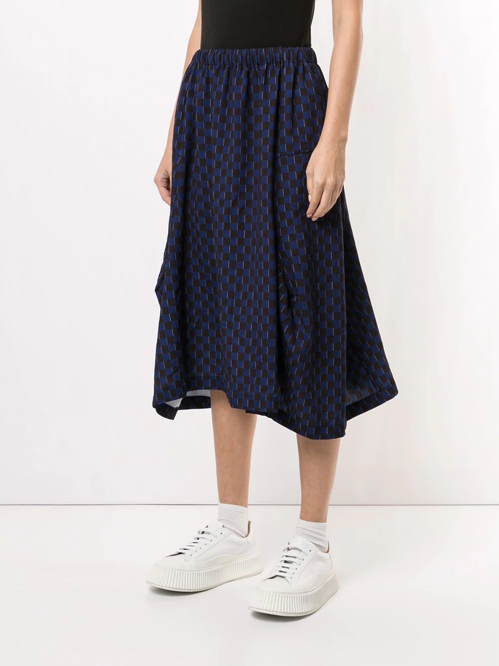 checked asymmetric hem skirt - 3