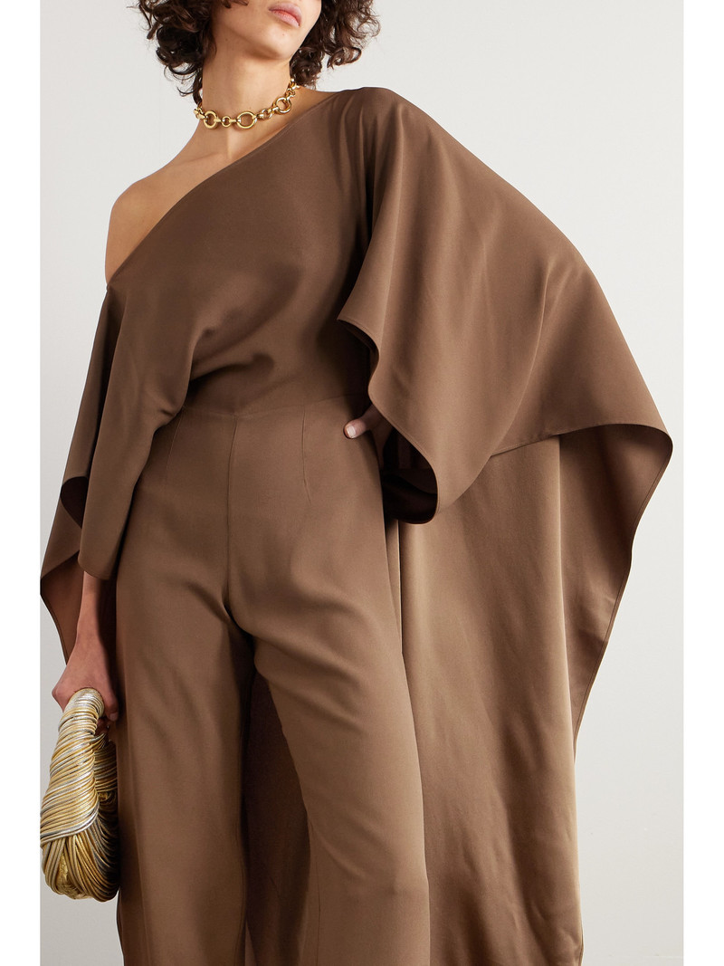 Jerry Cape-effect One-shoulder Crepe Jumpsuit 5