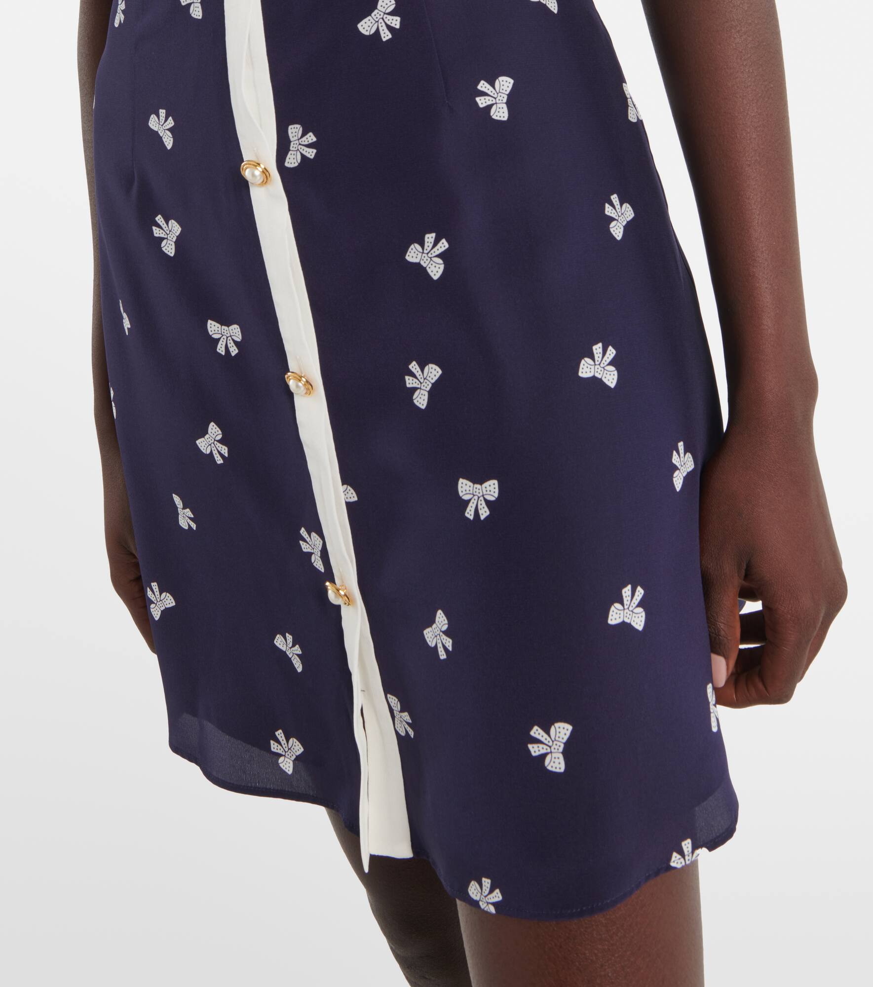 Bow-detail polka-dot silk minidress - 6