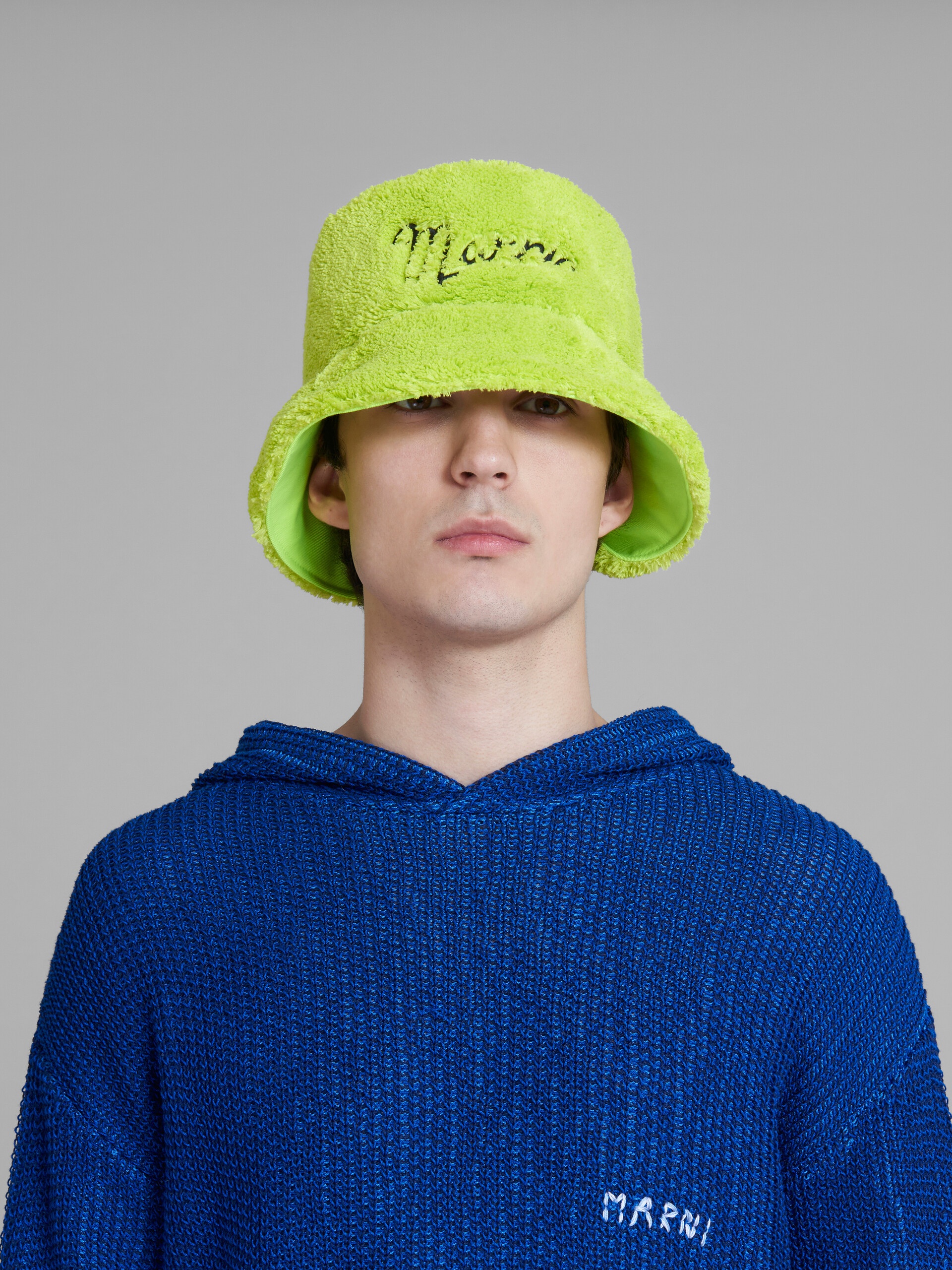 GREEN TERRY BUCKET HAT WITH LOGO - 2