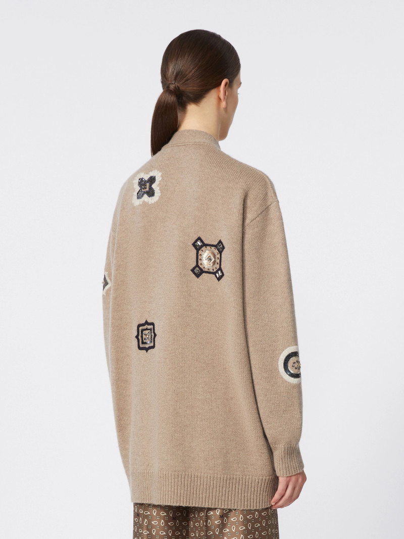 GIOIRE Long wool and cashmere cardigan - SAND 4