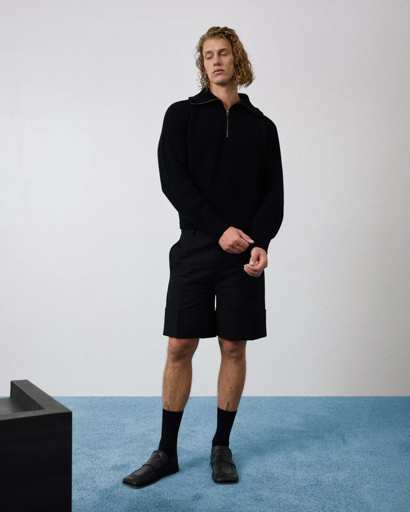 CUFFED SHORTS BLACK COTTON 4