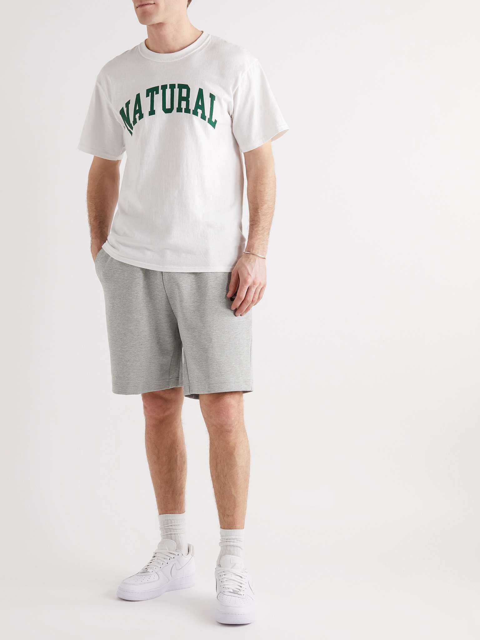 Straight-Leg Cotton-Blend Tech-Fleece Drawstring Shorts - 3