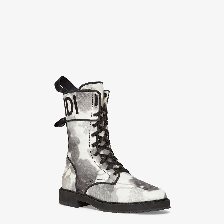 Gray canvas biker boots - 2