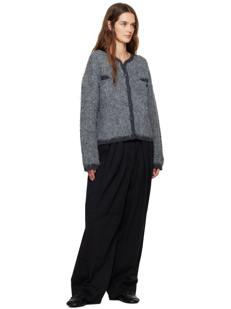 OPEN YY Gray Shaggy Cardigan outlook