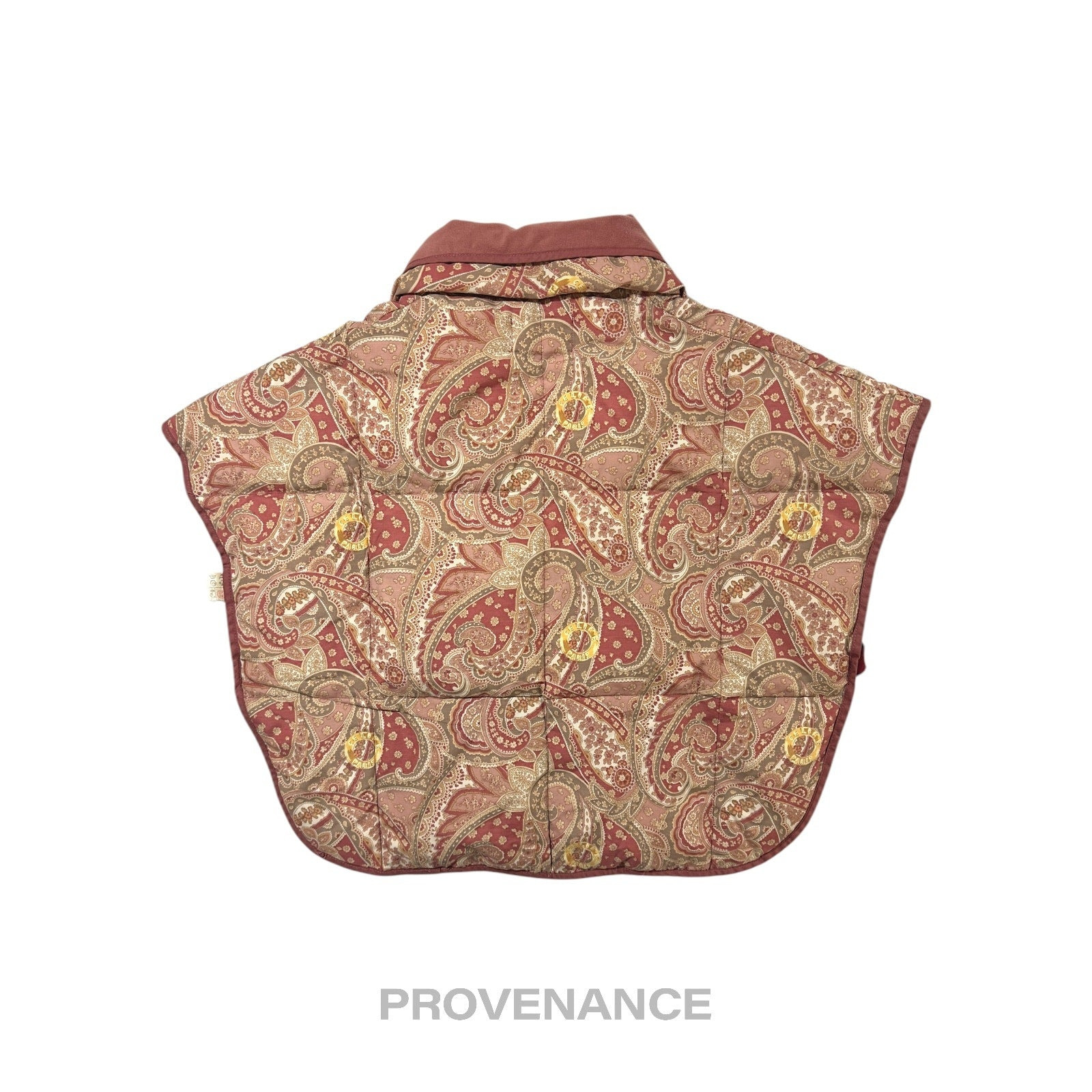 Celine Logo Padded Down Vest - Red Paisley - 2