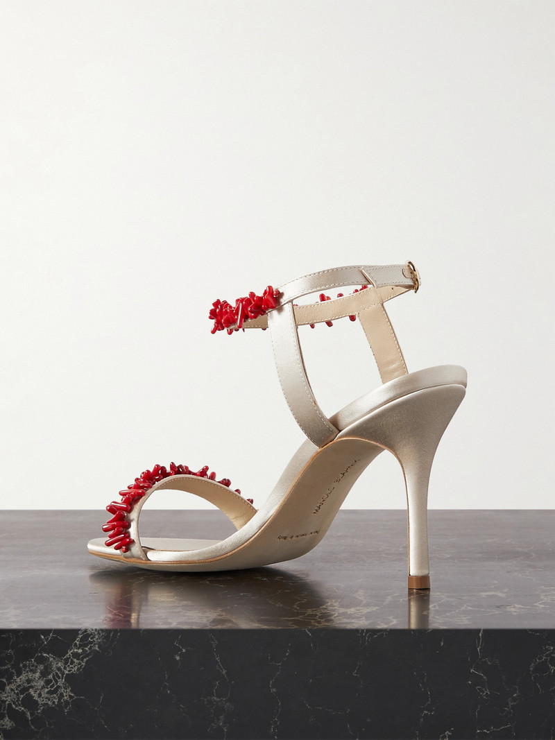 Cienzan 90 Bead-embellished Satin Sandals 3