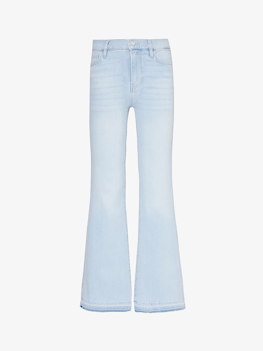 Flare Fray side-slit high-rise straight-leg stretch-denim blend jeans - 1