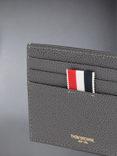 Thom Browne Dark Grey Pebble Grain Leather 4-Bar Single Cardholder outlook