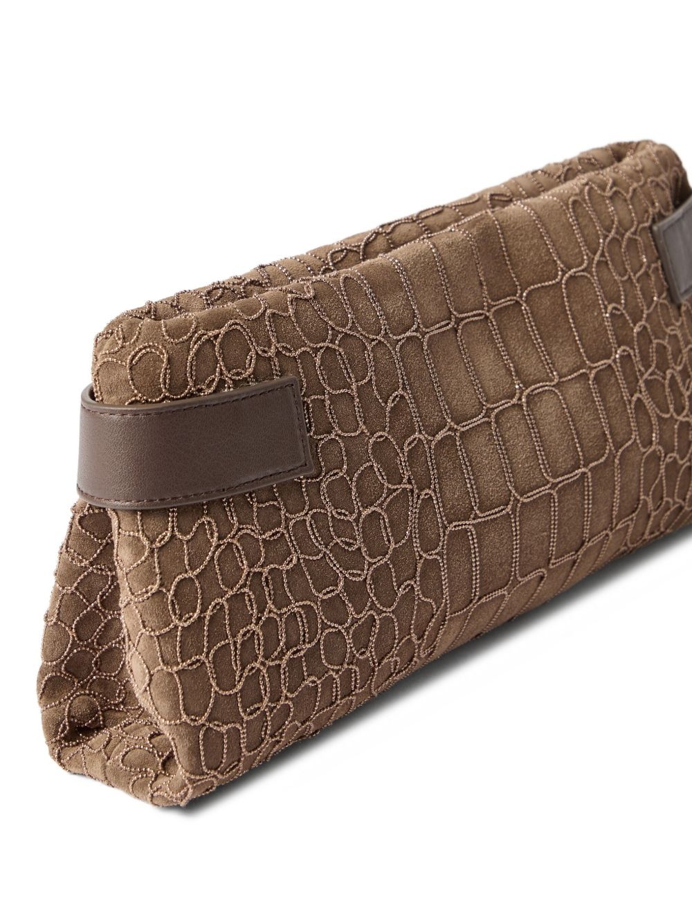 Essence crocodile-embossed clutch bag - 4