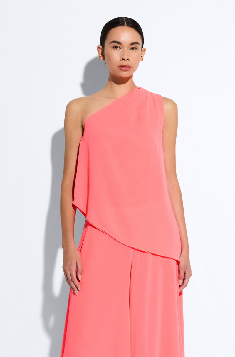 LAPOINTE Lightweight Georgette One Shoulder Top outlook