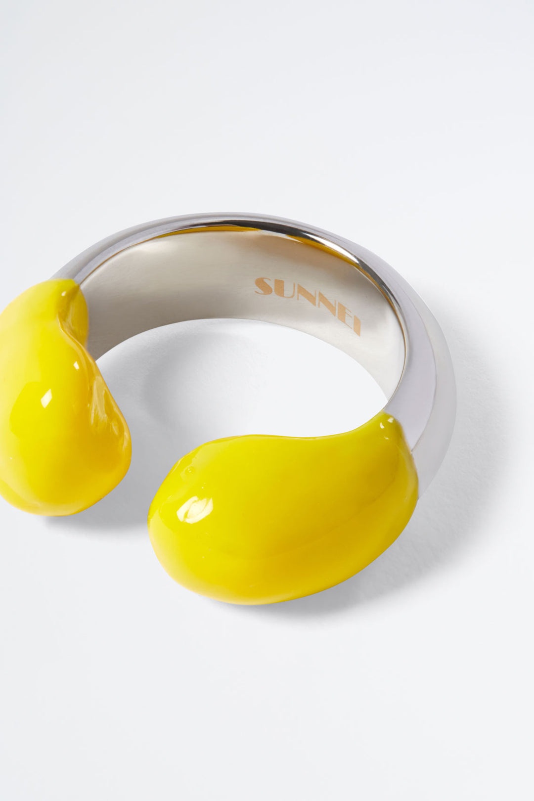 YELLOW RUBBERIZED SILVER RING - 2