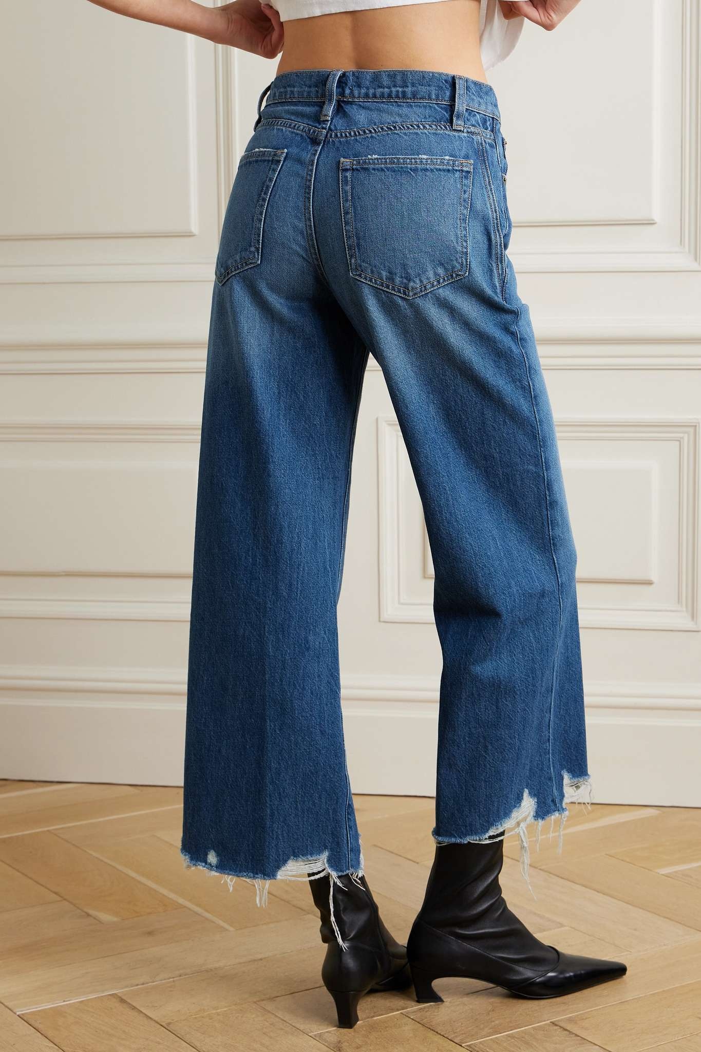 + NET SUSTAIN The Relaxed Straight cropped frayed high-rise straight-leg jeans - 4
