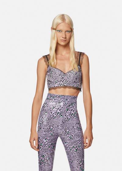 VERSACE Leopard Print Silk Bralette Top outlook