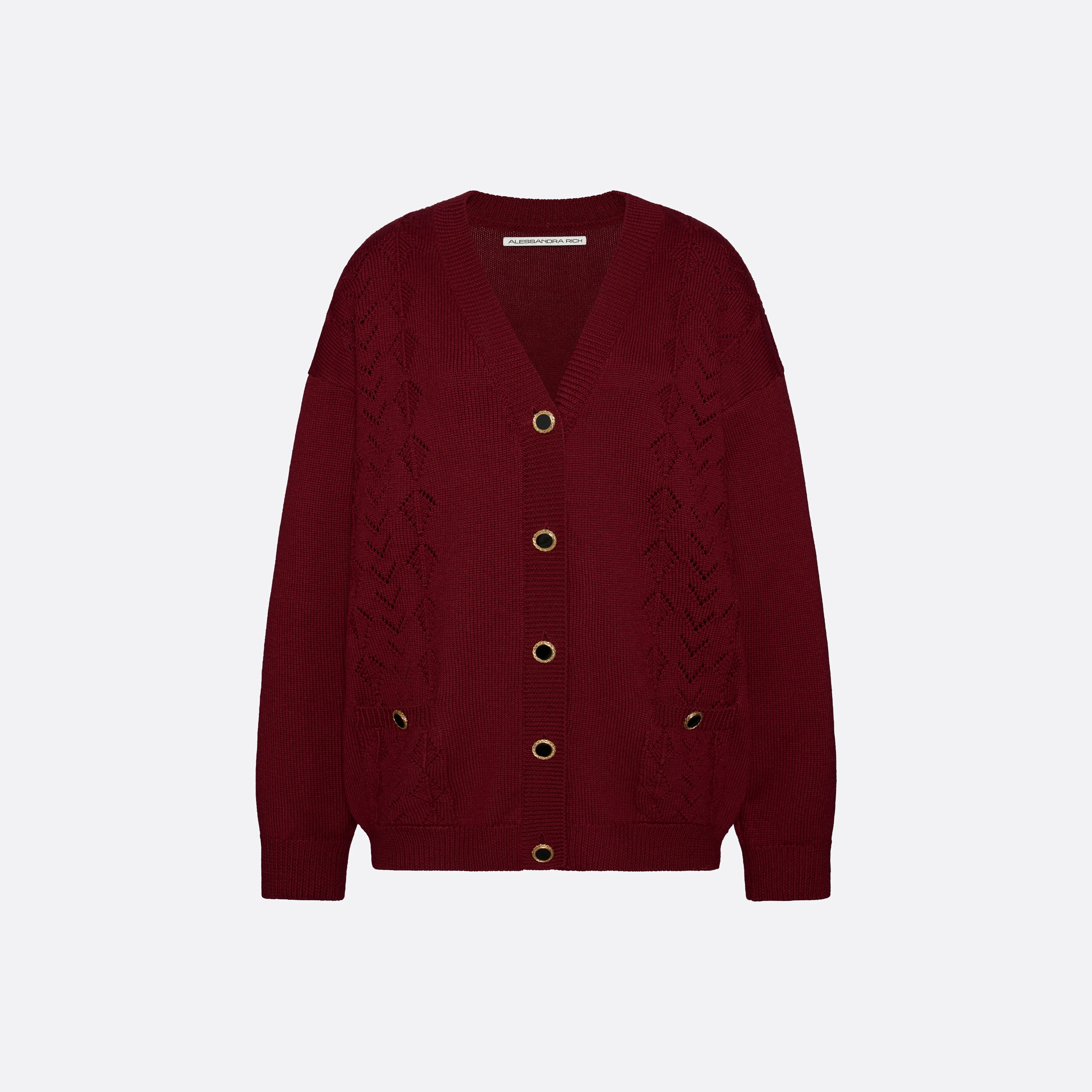 MERINO WOOL LACE-KNIT CARDIGAN - 1