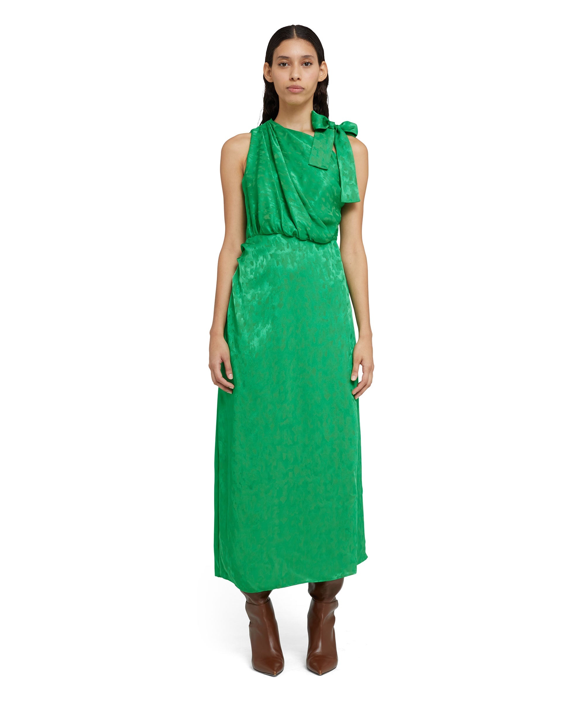 Satin viscose midi dress - 3