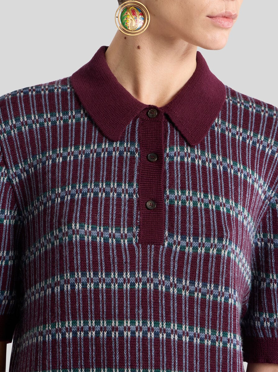 WOOL-BLEND JACQUARD POLO SHIRT - 3