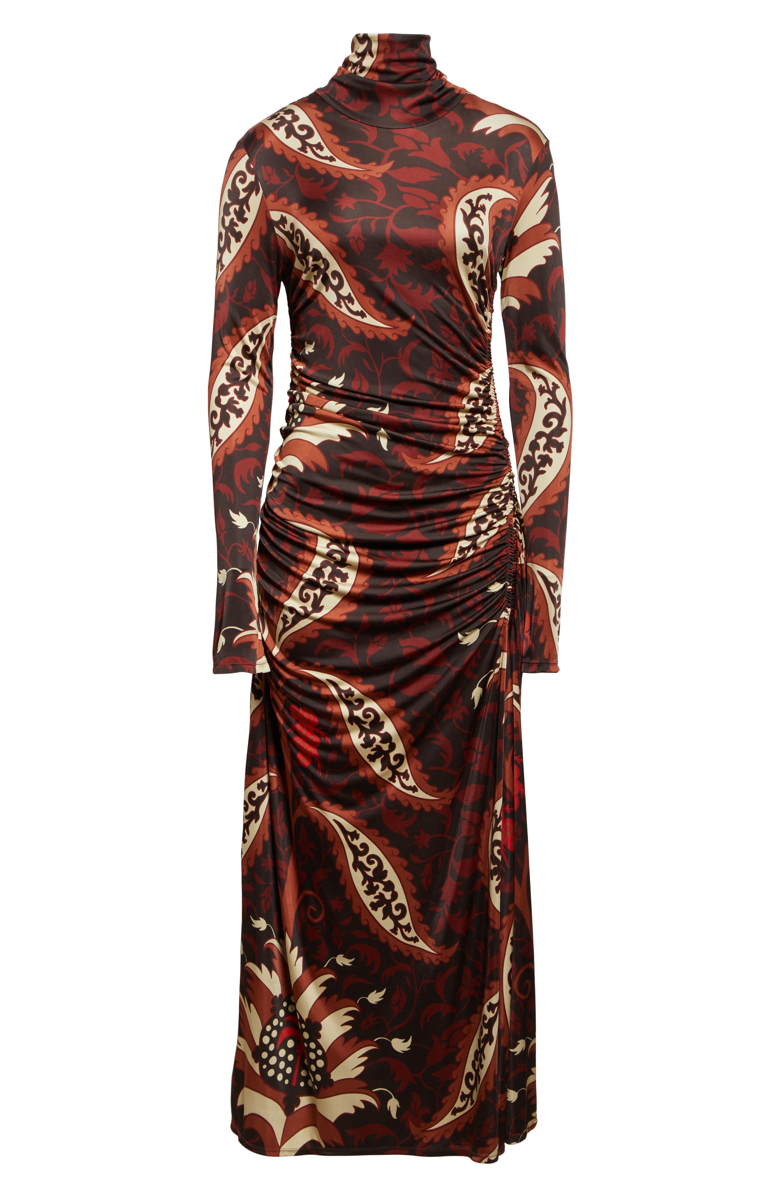 Johanna Ortiz Start Point Print Long Sleeve Jersey Maxi Dress in Black /Mocca /Sand /Red at Nordstro - 5