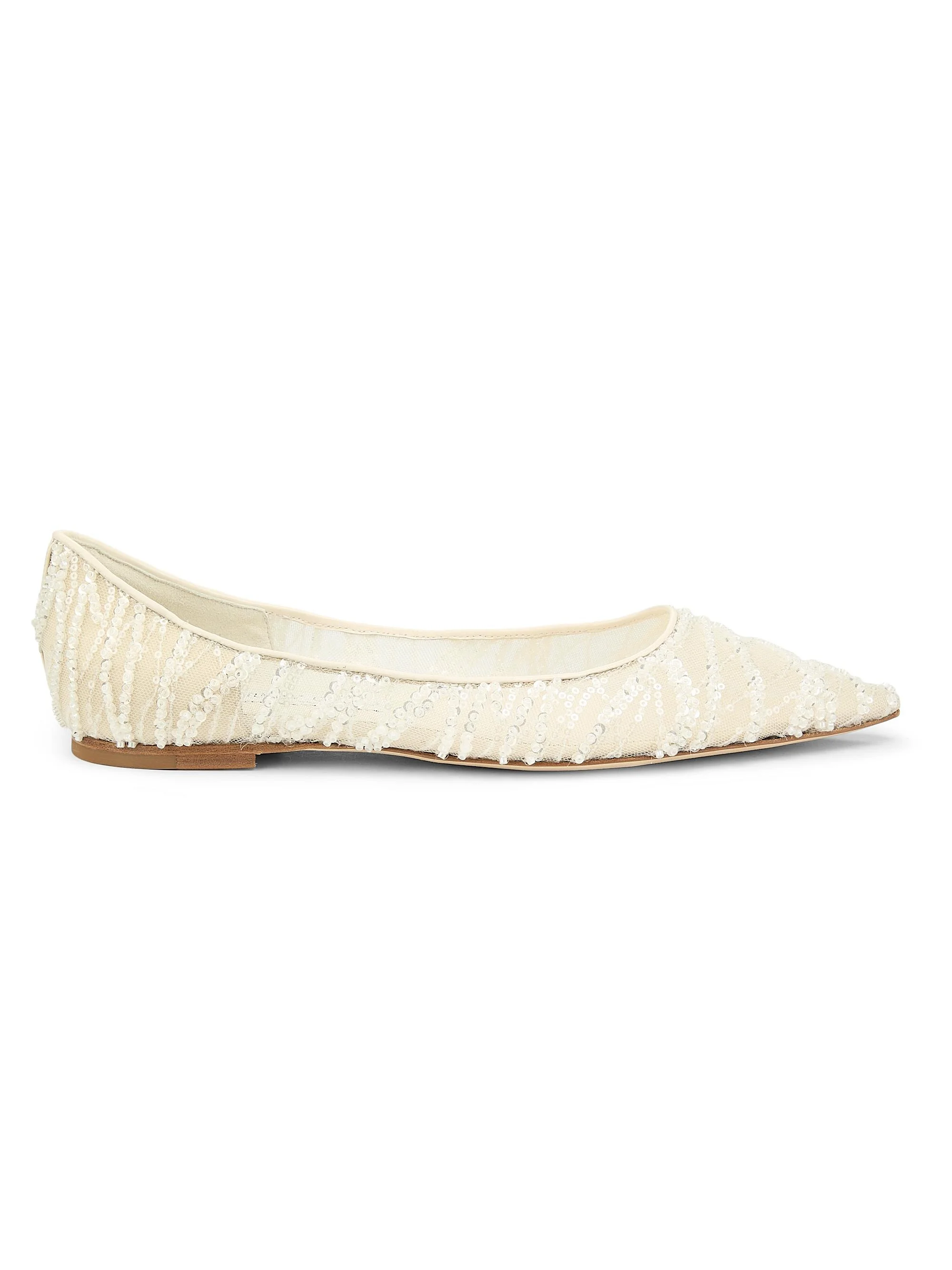 Women's Love Mesh & Sequins Ballet Flats - Ivory - 1