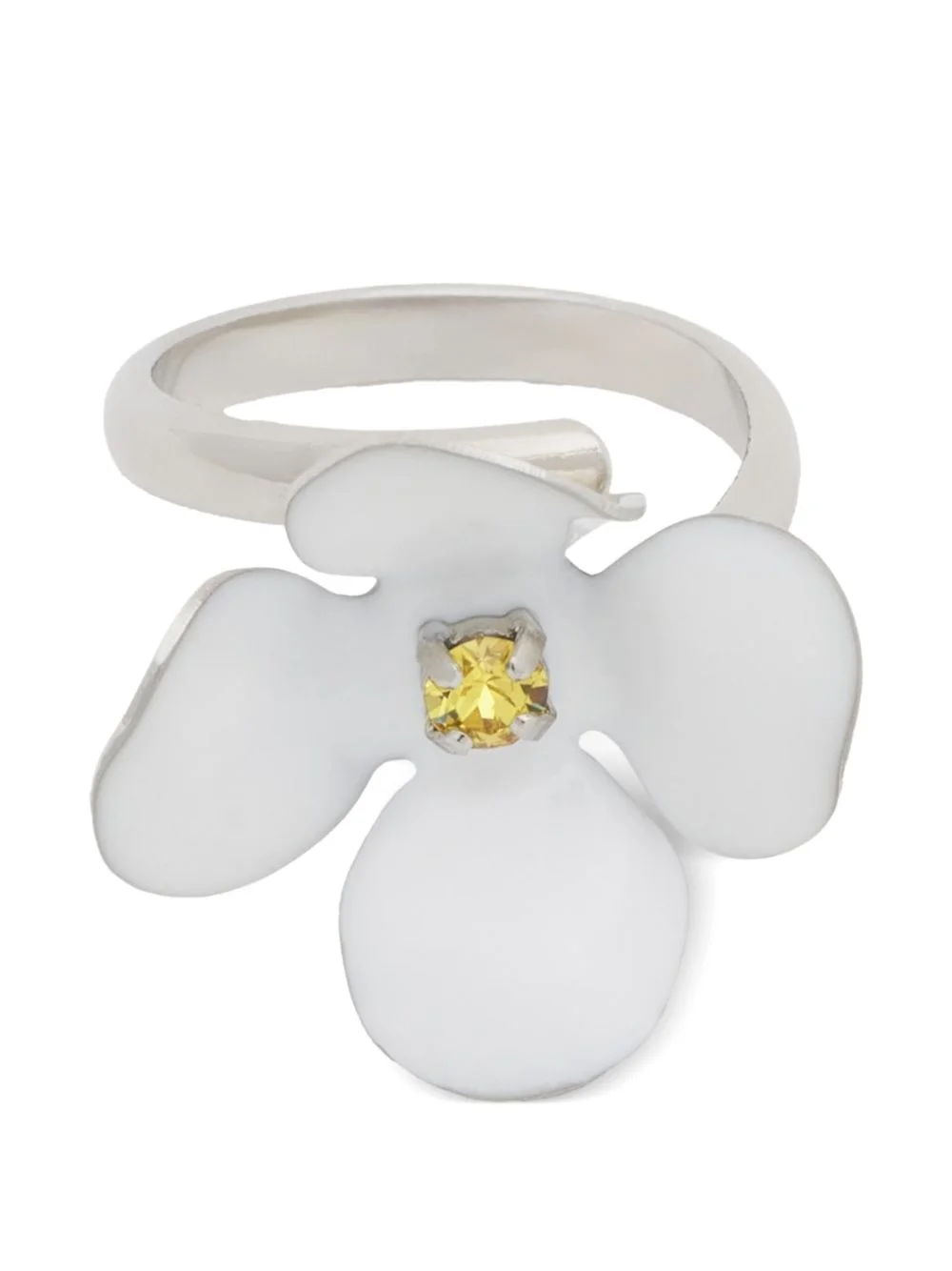 white enamel daisy ring - 1