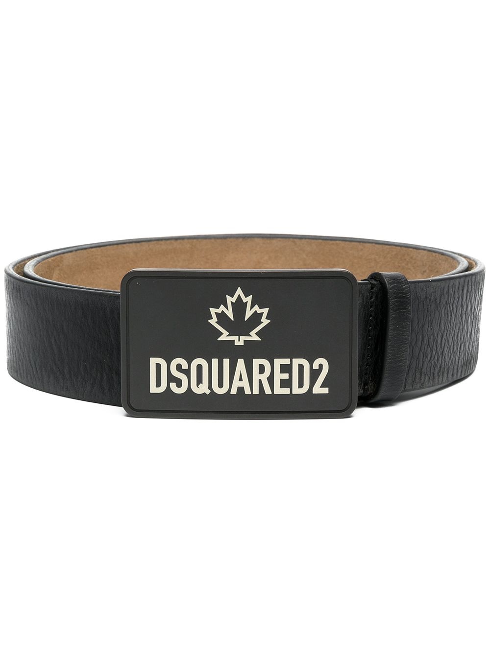 logo-print leather belt - 1