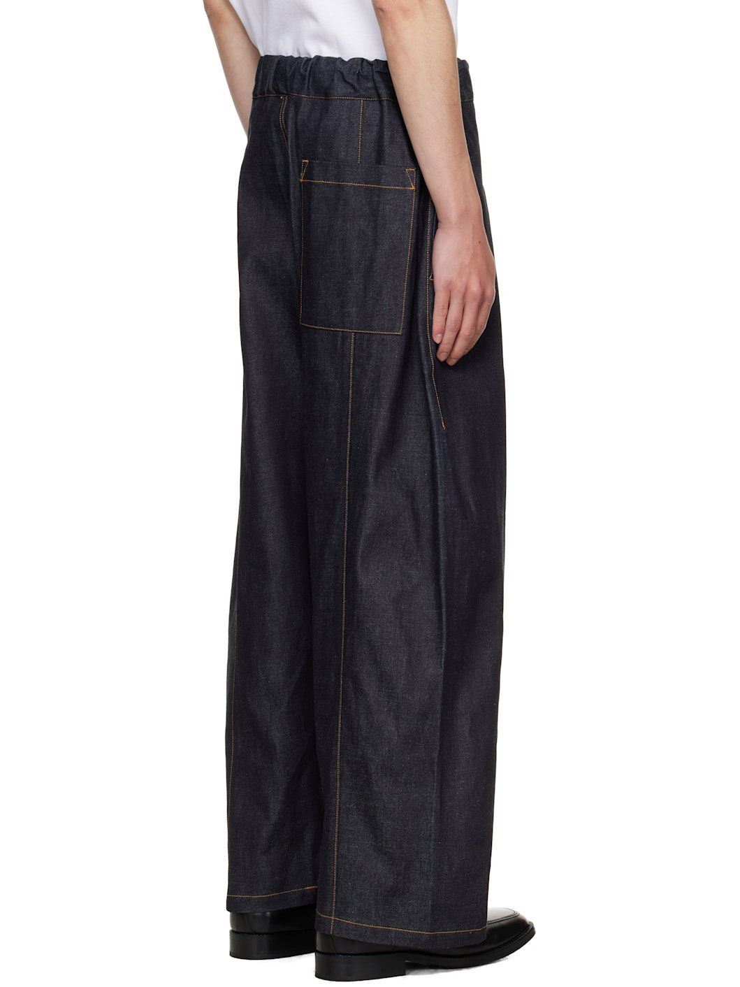 Navy Box Pleat Jeans - 3