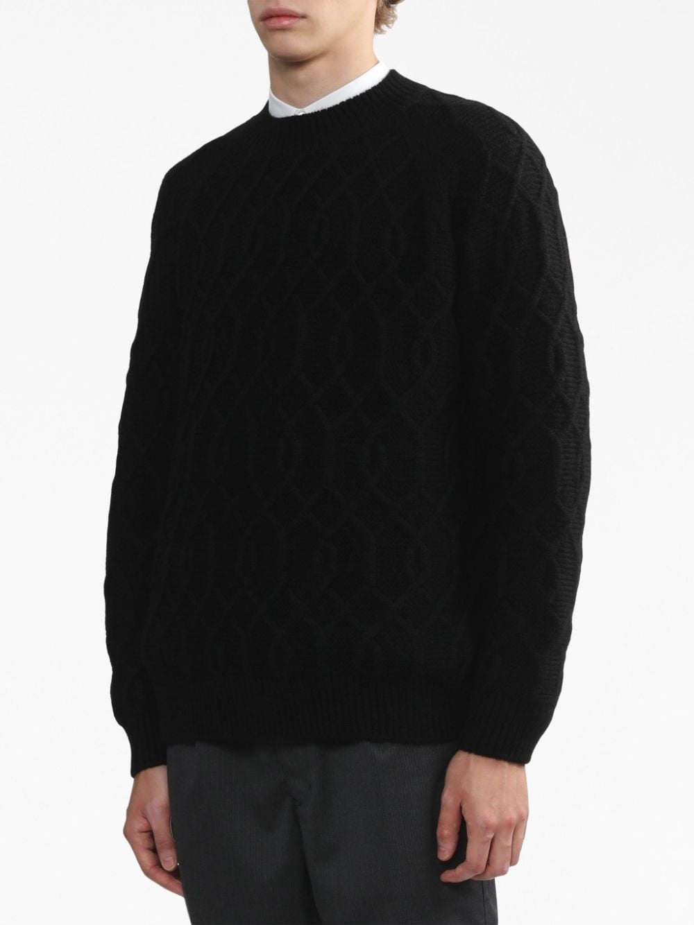 geometric-pattern wool jumper - 3