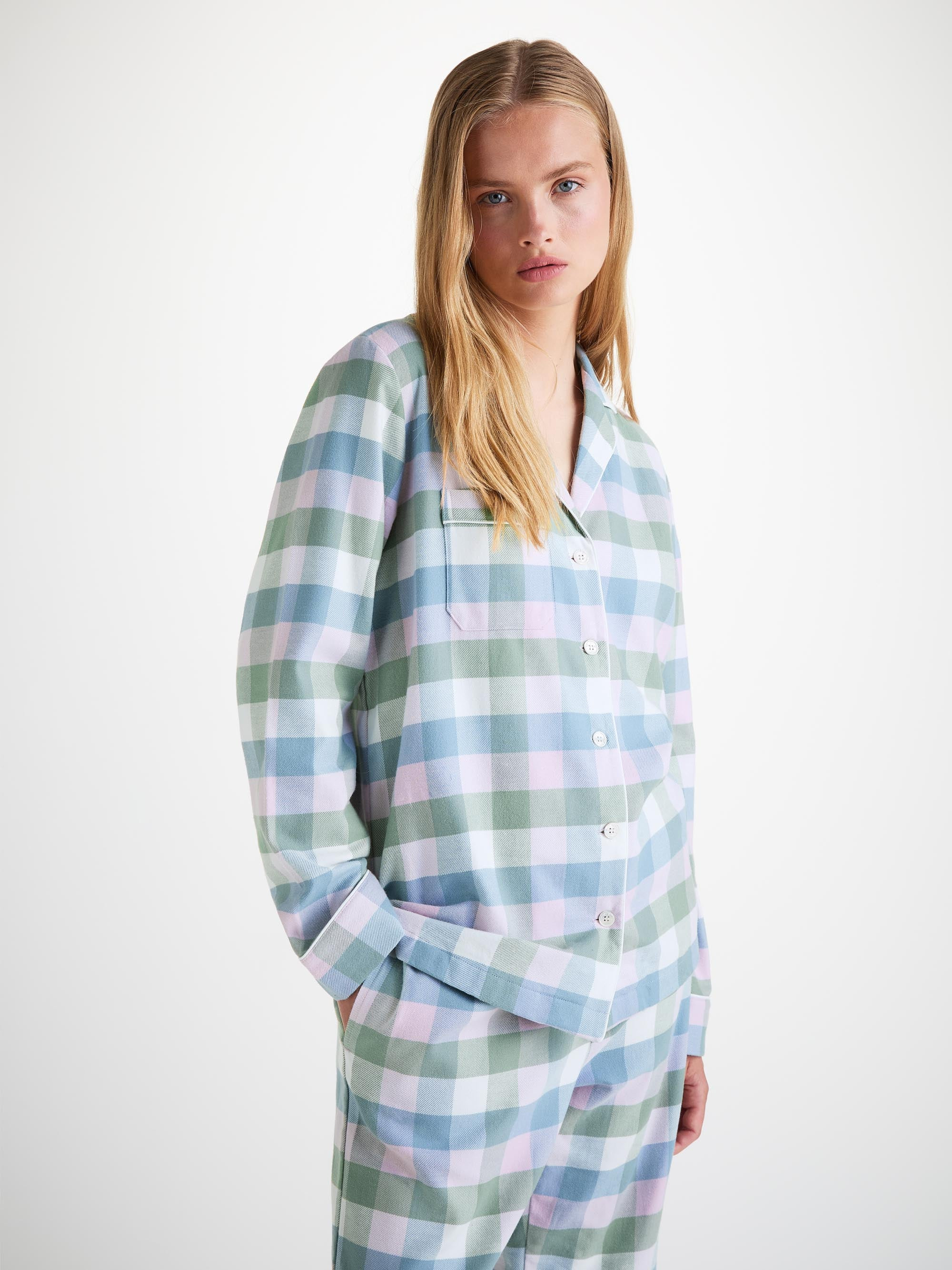 Women's Pajamas Kelburn 45 Brushed Cotton Green - 5