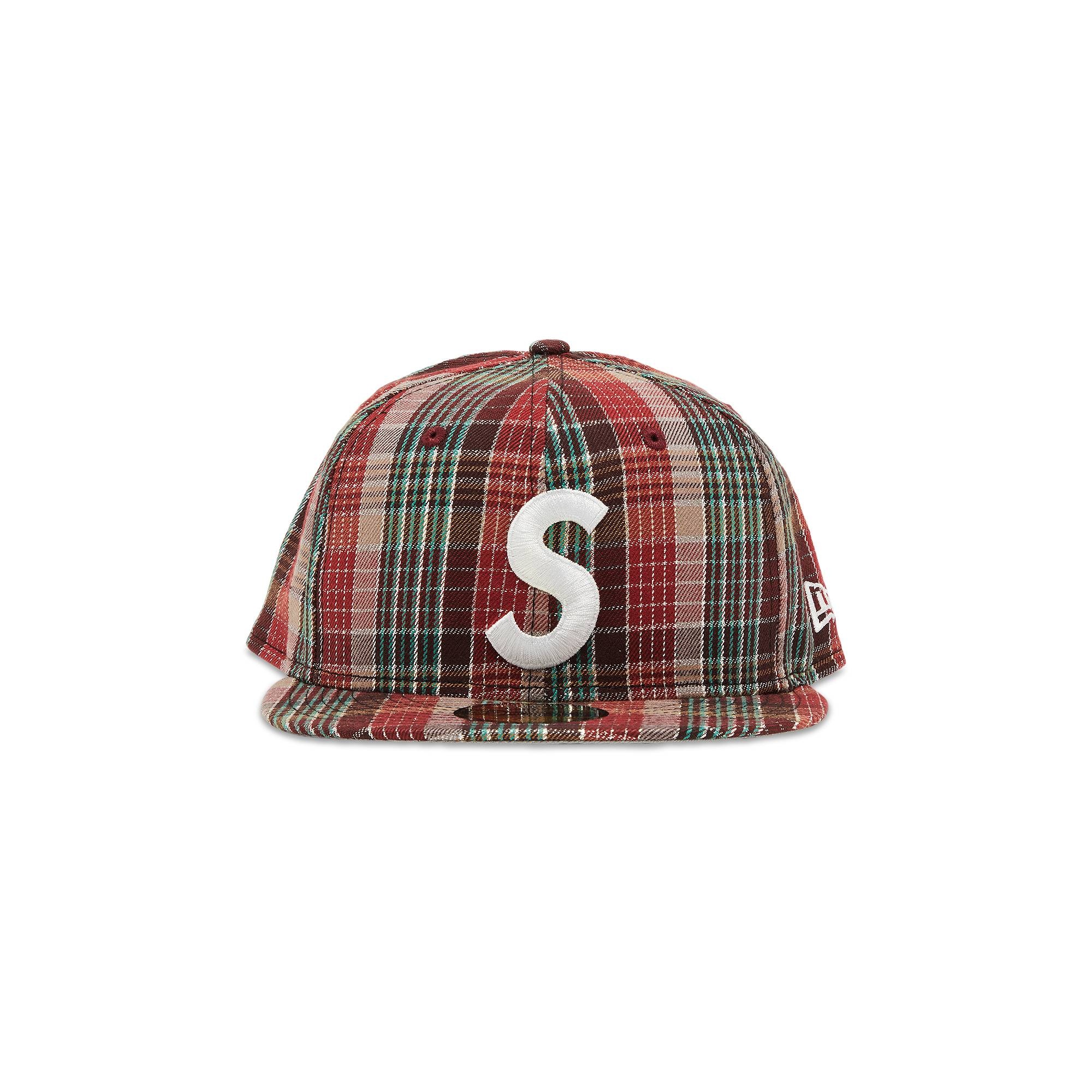 Supreme Metallic Plaid S Logo New Era 'Red' - 1