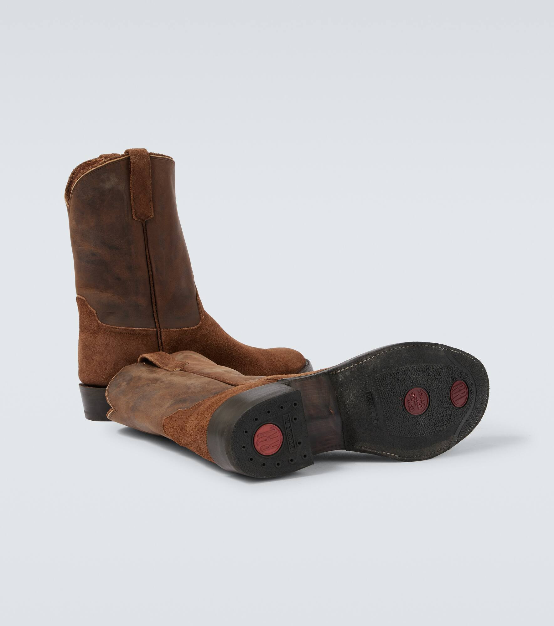 Suede and leather cowboy boots - 7