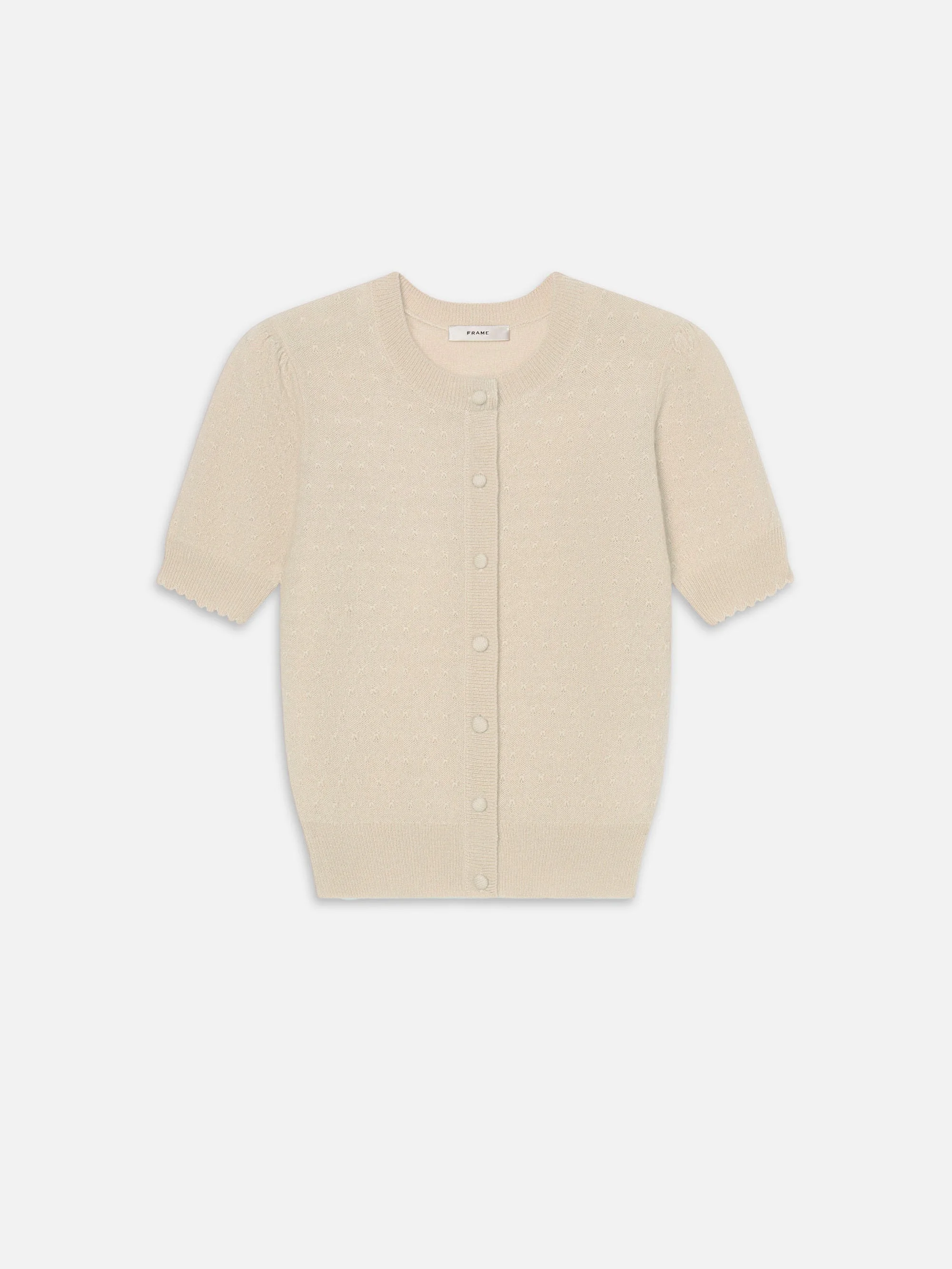 The Cashmere Pointelle Cardi in Cream - 1