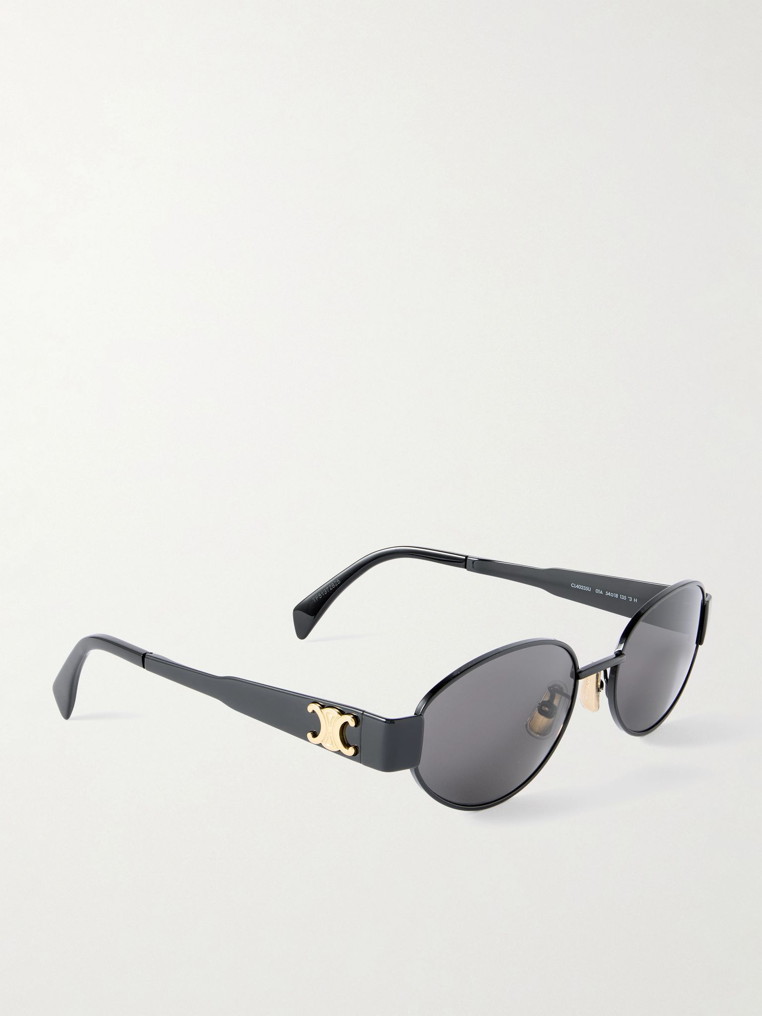 Oval-frame metal and acetate sunglasses Black - 3