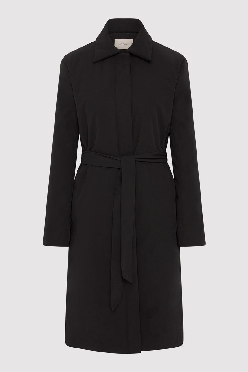 Padded Car Coat - Black - 1