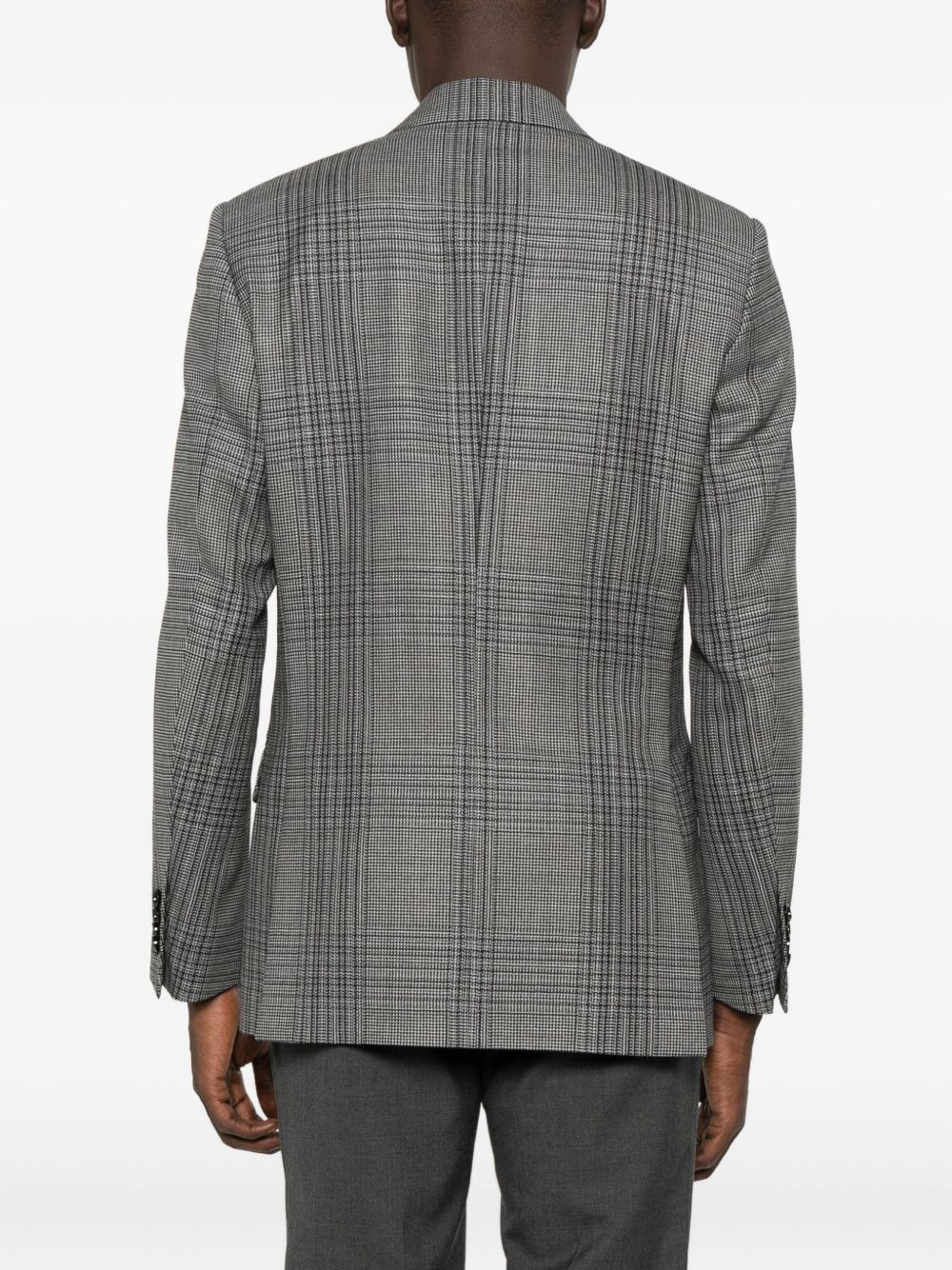 checked single-breasted blazer - 4