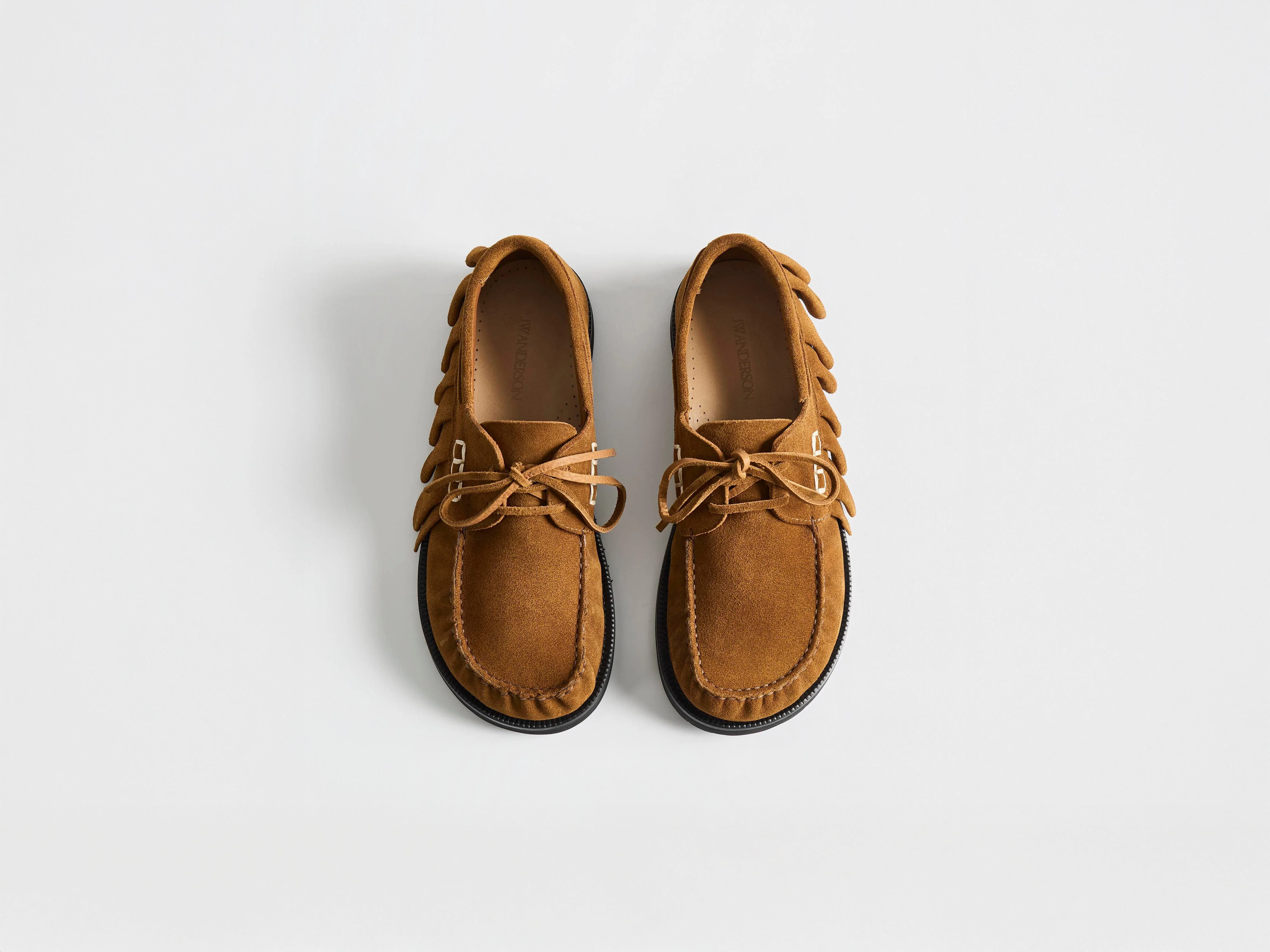 MENS LOAFER RUFFLE SUEDE BOAT SHOES IN CARAMEL - 1