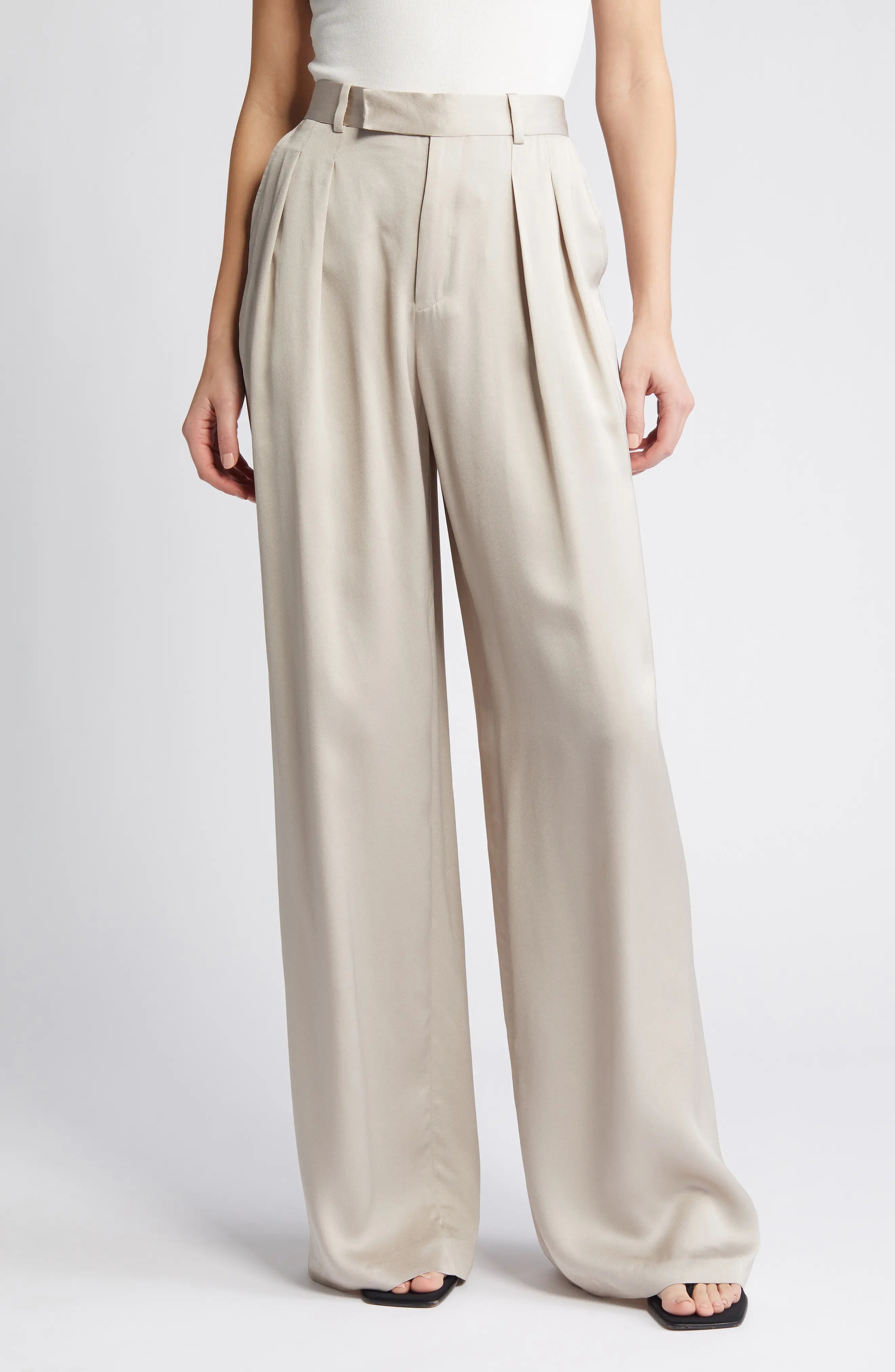 Pleated Wide Leg Trousers - 1