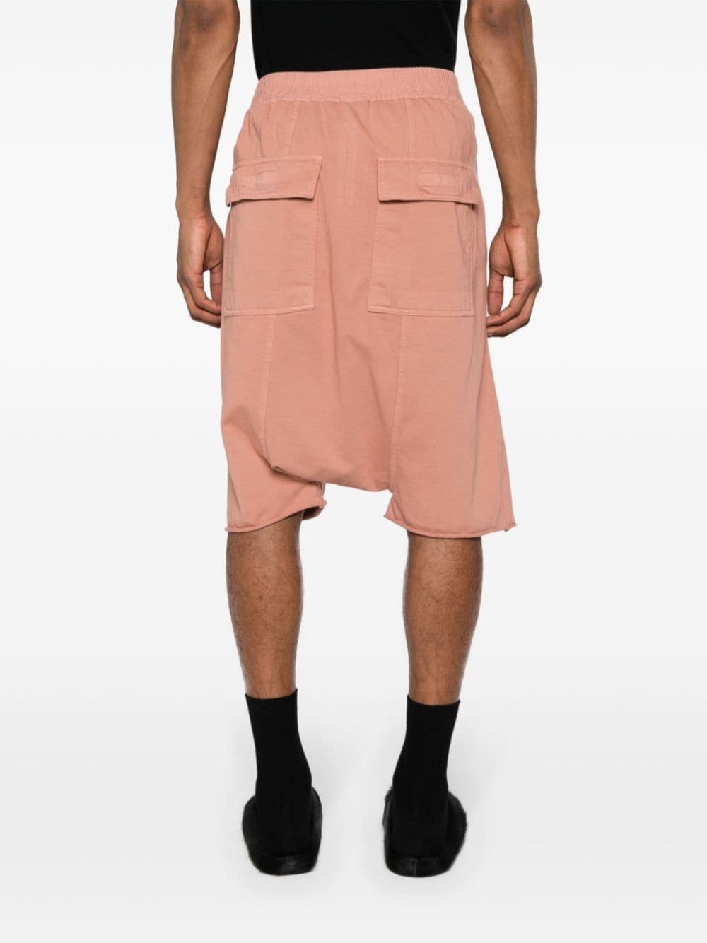 drop-crotch cotton track shorts - 4