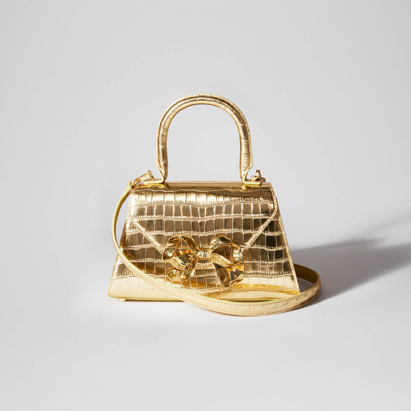 Gold Croc Bow Mini Envelope Bag 4