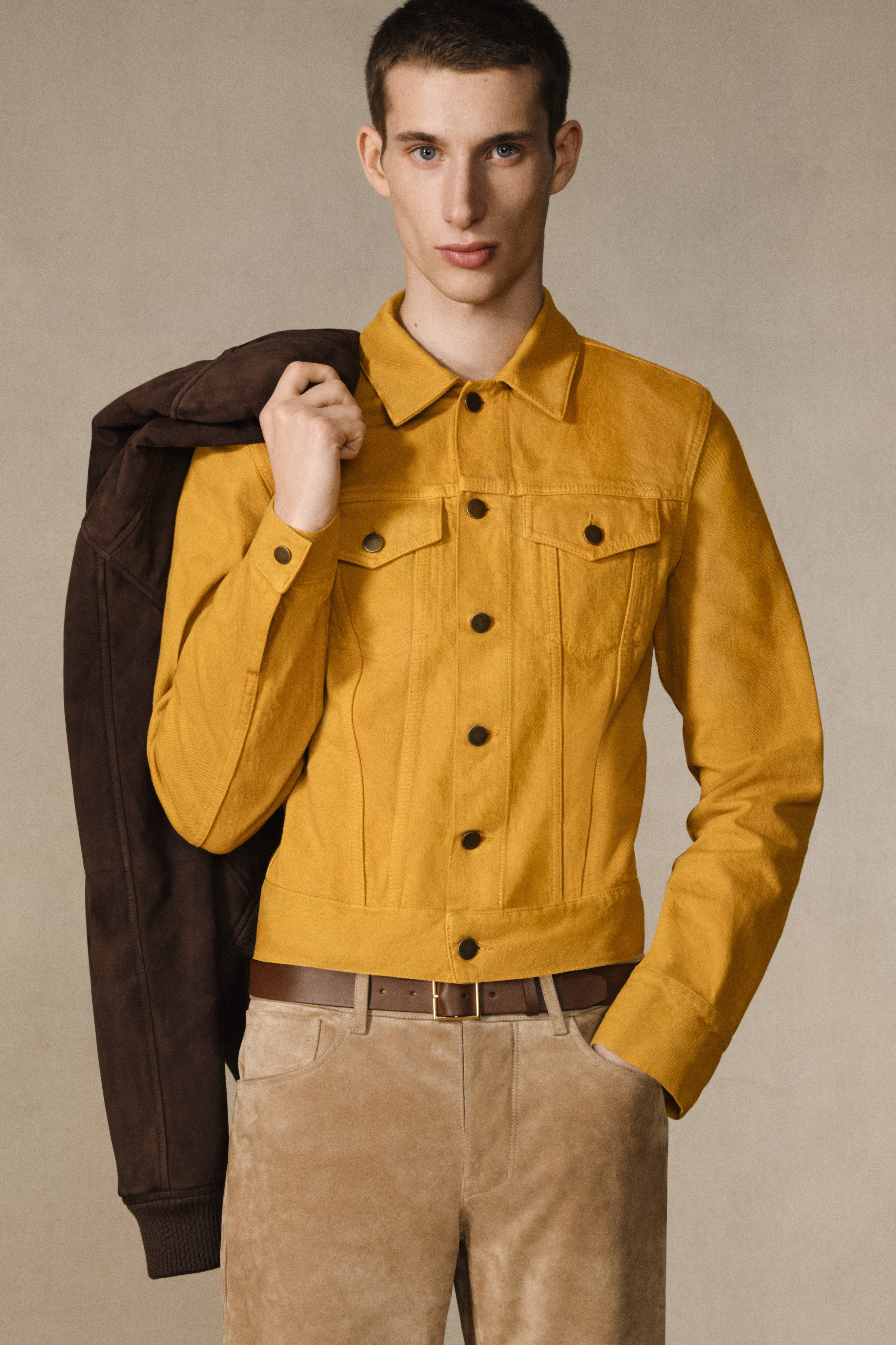 Anthony Five Pocket Pant in Camel Suede - 2
