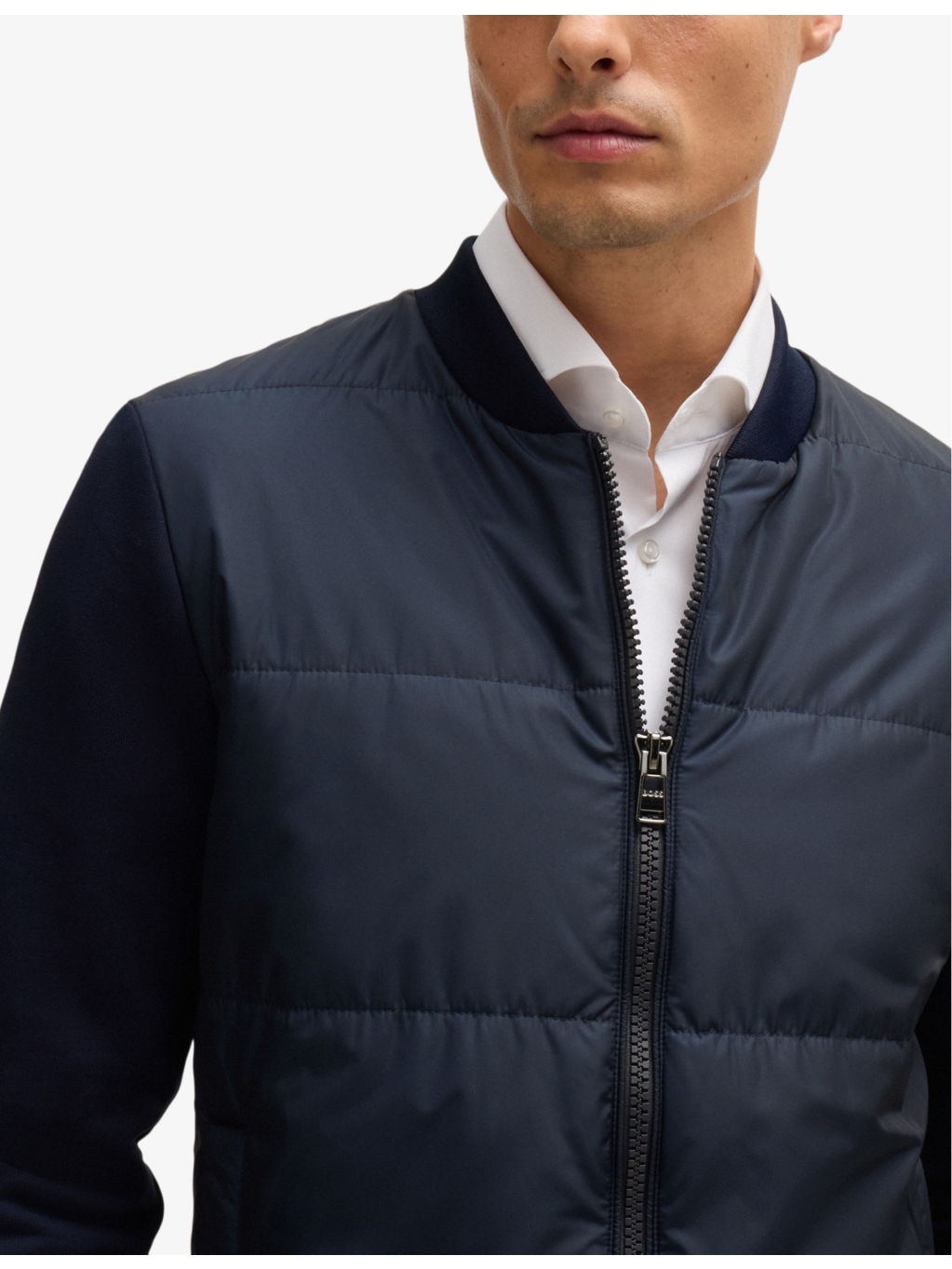 Contrast-panel regular-fit cotton and recycled-polyester jacket - 5