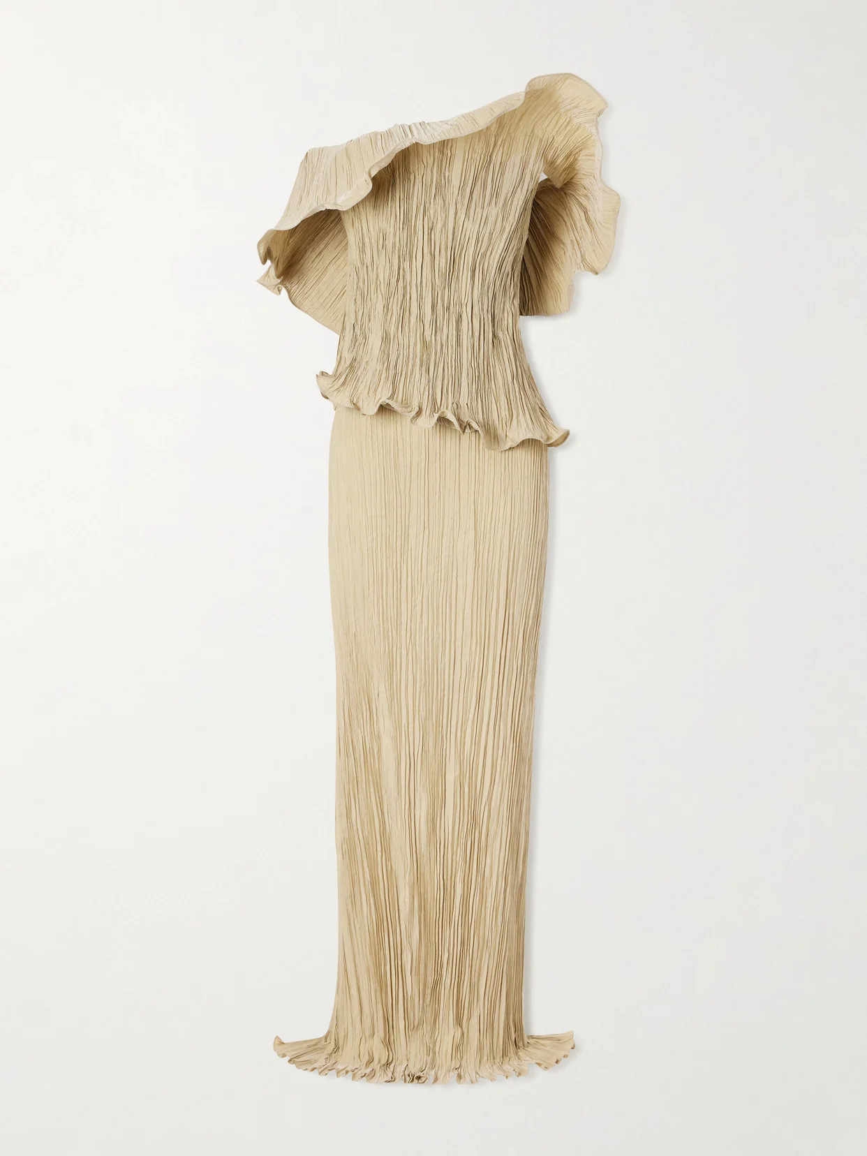 Pleated Off-the-shoulder Taffeta Gown - 1