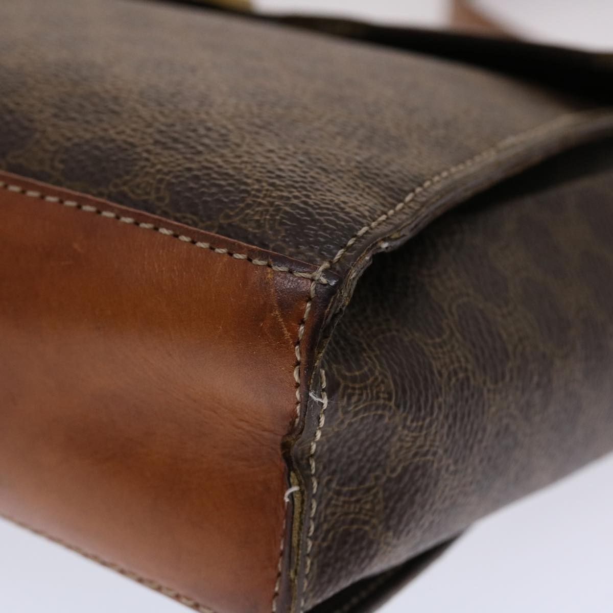 CELINE Macadam Canvas Shoulder Bag Pvc Leather Brown - 10