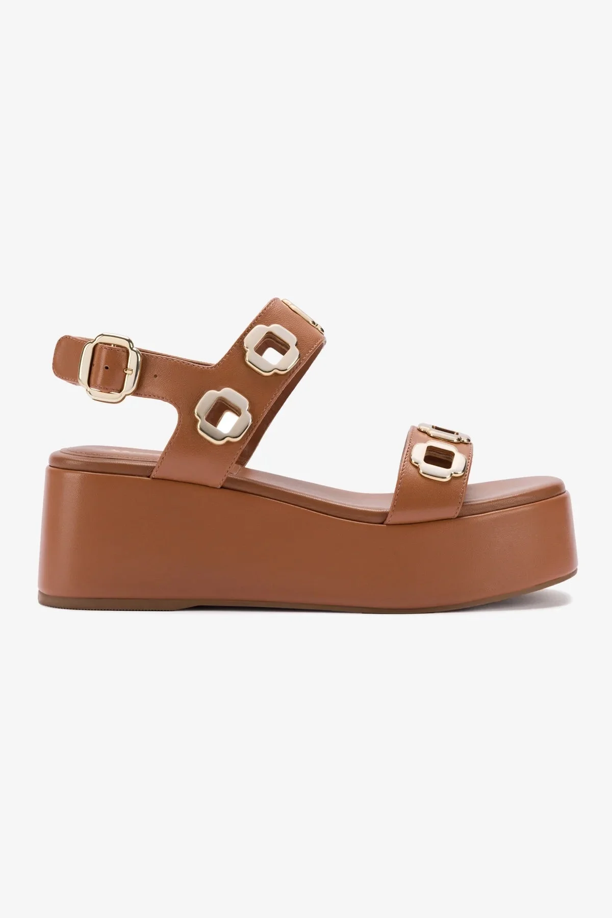 Milan Flatform Sandal In Caramel Leather - 1