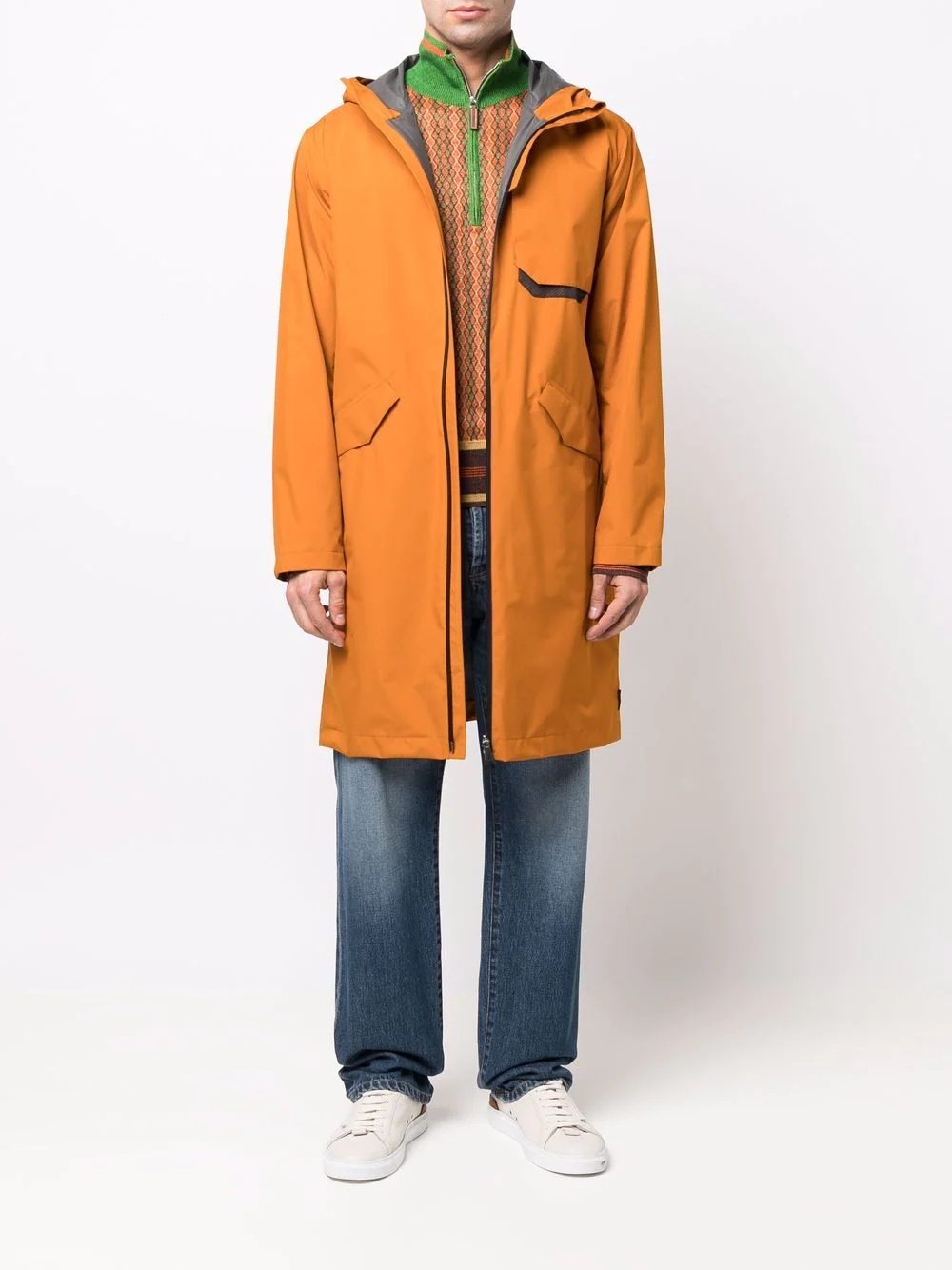 hooded longline rain coat - 2